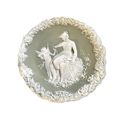 Sale Photo Thumbnail #567: 5 1/2" Bisque Porcelain Relief Wall Plaque, no chips