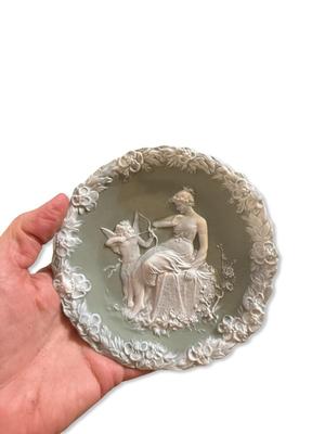Sale Photo Thumbnail #571: 5 1/2" Bisque Porcelain Relief Wall Plaque, no chips
