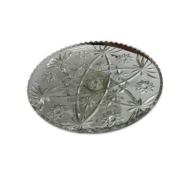 Sale Photo Thumbnail #594: Clear Glass Cake Stand, no chips, approx. 13" in diameter; great for holiday parties!