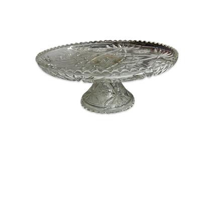 Sale Photo Thumbnail #592: Clear Glass Cake Stand, no chips, approx. 13" in diameter; great for holiday parties!