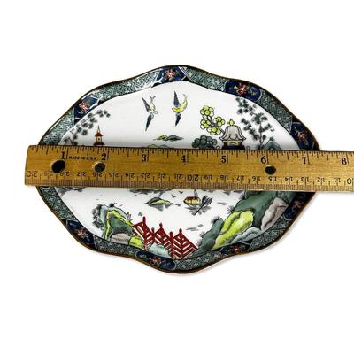 Sale Photo Thumbnail #620: Yellow Cake Stand & Small Ceramic Dish