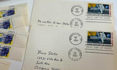 Sale Photo Thumbnail #475: Framed color photo, Apollo-Soyuz Stamps, and more.