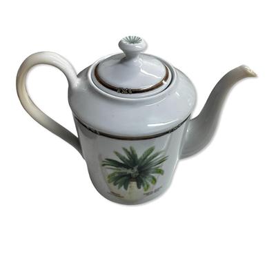 Sale Photo Thumbnail #651: Lot of 3 Pitcher (Stained, fair condition), Teapot (Palm Island, no chips) and Whiskey Container by Michter's Jug House