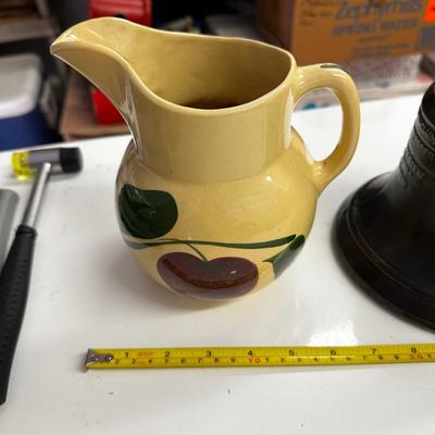 Sale Photo Thumbnail #654: Lot of 3 Pitcher (Stained, fair condition), Teapot (Palm Island, no chips) and Whiskey Container by Michter's Jug House