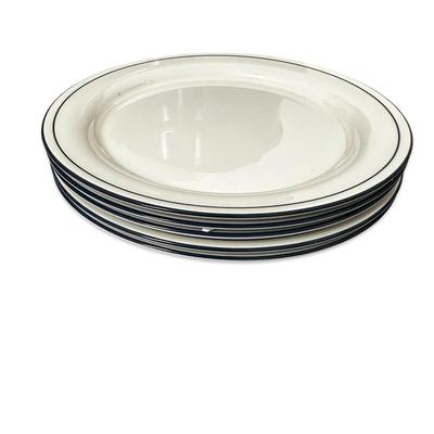 Sale Photo Thumbnail #711: Lenox Chinastone Blue Pinstripes Dinner Plates Lot of 5 New