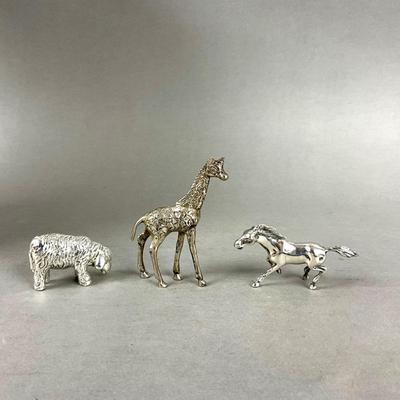 S667 Set of Three Silver 925 Animal Figures Giraffe is by Vera Orfebres