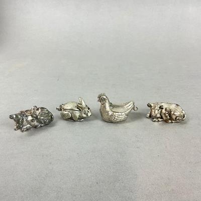 S668 Set of Four Alpaca Silver Animal Boxes