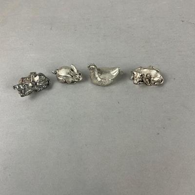 S668 Set of Four Alpaca Silver Animal Boxes