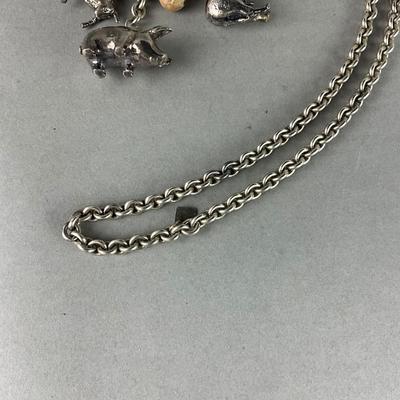 S669 Rare Susan Cummings Farm Animal Sterling Silver Charm Necklace