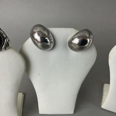 S676 Set of Three Sterling Silver Clip Back Earrings
