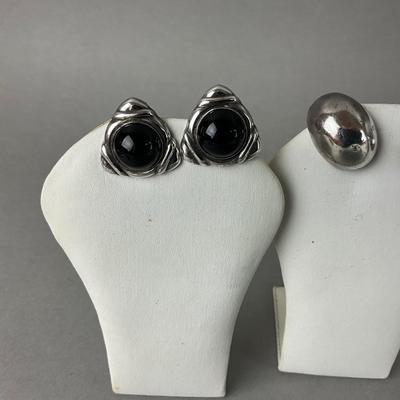S676 Set of Three Sterling Silver Clip Back Earrings