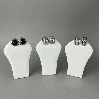 S676 Set of Three Sterling Silver Clip Back Earrings