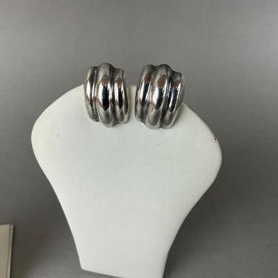 S676 Set of Three Sterling Silver Clip Back Earrings