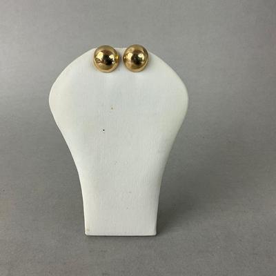 S693 14k Yellow Gold Domed Round Polished Screw Back Earrings