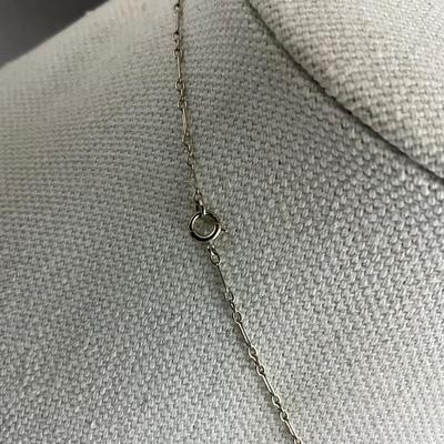 S696 Antique Diamond & Crystal White Gold Filigree Necklace