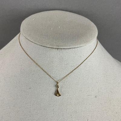 S699 14k Yellow Gold Childs 13" Sailboat Charm Necklace