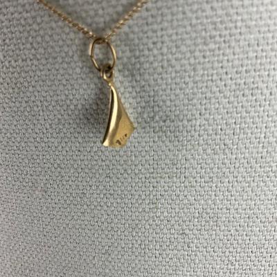 S699 14k Yellow Gold Childs 13" Sailboat Charm Necklace