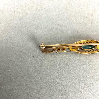 S804 Antique Filigree Aquamarine Bar Pin