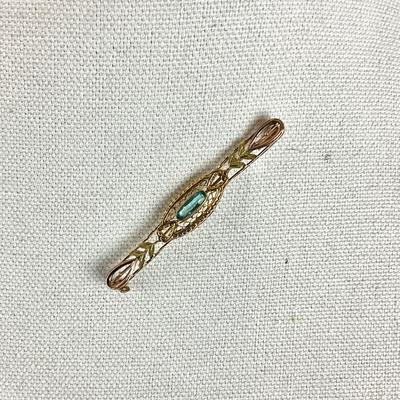 S804 Antique Filigree Aquamarine Bar Pin