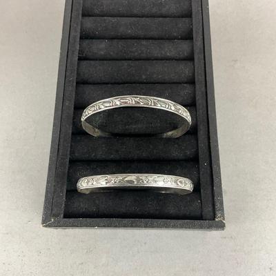 S811 Pair of Sterling Silver Danecraft Slip on Bangle Bracelets