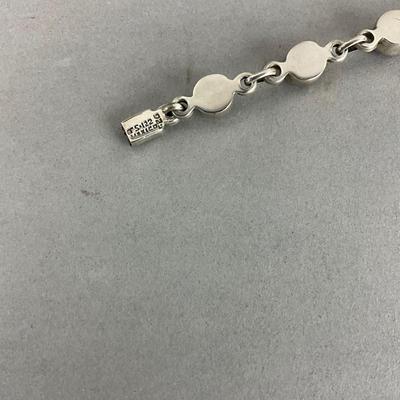 S814 Heavy Sterling Silver Semi Precious Stone Link Bracelet