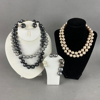 S819 Large Faux Replica Baroque Pearl Necklace and Earring Sets