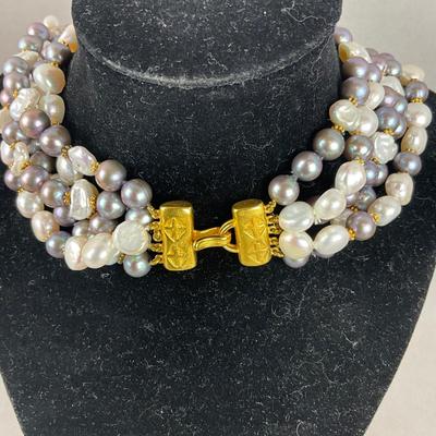 S820 Ladies 5 Strand Freshwater Pearl Necklace by JADED