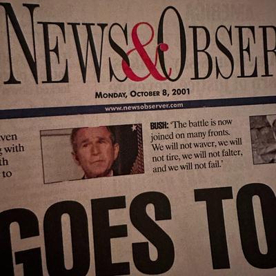 Sale Photo Thumbnail #783: 4 Vintage NewsPapers from THe News and Observer 
2000/Putin/Yeltsin/Afghan (not the entire paper, just the section shown)