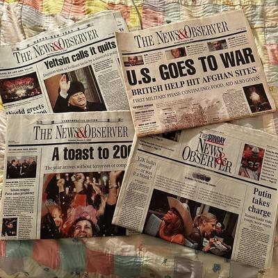Sale Photo Thumbnail #779: 4 Vintage NewsPapers from THe News and Observer 
2000/Putin/Yeltsin/Afghan (not the entire paper, just the section shown)