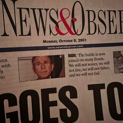 Sale Photo Thumbnail #784: 4 Vintage NewsPapers from THe News and Observer 
2000/Putin/Yeltsin/Afghan (not the entire paper, just the section shown)