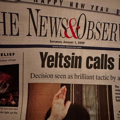 Sale Photo Thumbnail #781: 4 Vintage NewsPapers from THe News and Observer 
2000/Putin/Yeltsin/Afghan (not the entire paper, just the section shown)