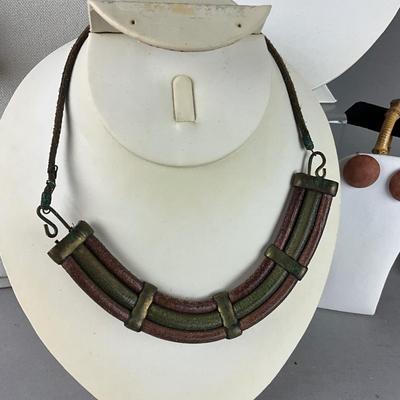 S829 Lot of Amber , Brass, Copper Jewelry Lot