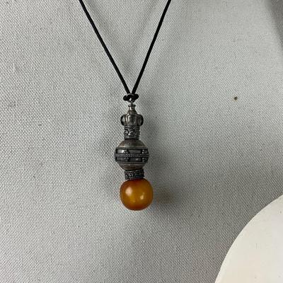 S829 Lot of Amber , Brass, Copper Jewelry Lot