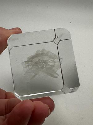 Sale Photo Thumbnail #788: Glass Etched Angel Cube no chips, 3" tall