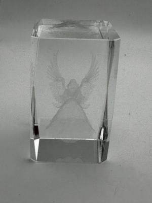 Sale Photo Thumbnail #785: Glass Etched Angel Cube no chips, 3" tall