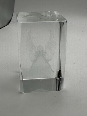 Sale Photo Thumbnail #789: Glass Etched Angel Cube no chips, 3" tall