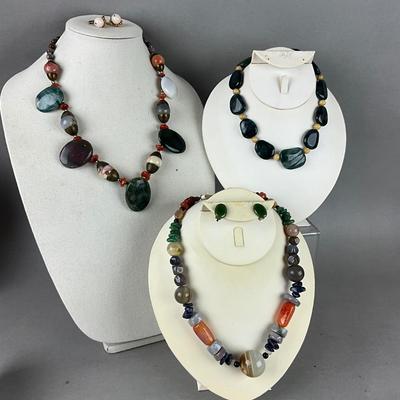 S830 Lot of Natural Stone Beaded Necklaces