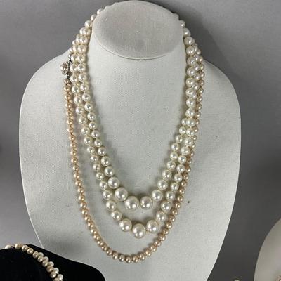 S834 Large Faux Pearl Costume Jewelry Lot