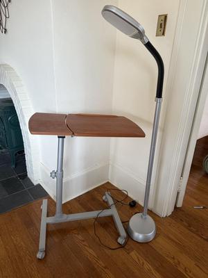 Rolling Adjustable Laptop Desk with Brightech LED Reading Light (D-MG)