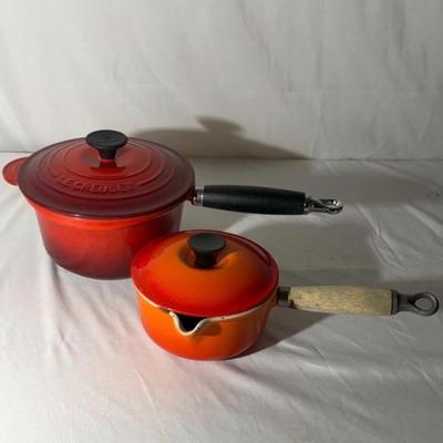Two Le Creuset Enameled Cast Iron Saucepans (LR-MG)