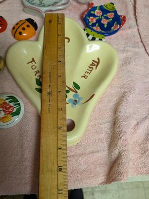 Nice group of Kitchen items including vintage spoon rest.