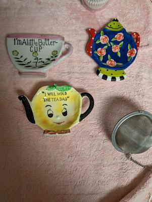 Nice group of Kitchen items including vintage spoon rest.