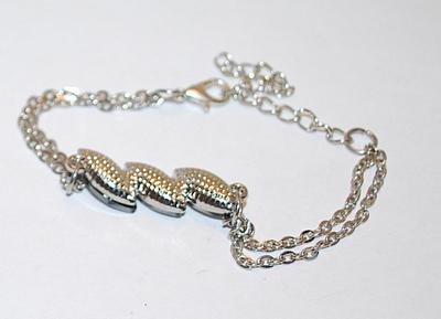 Triple Marquise Cut BLACK BEVELED Glass STONE BRACELET (3" Opening) and Lobster Clasp