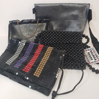 LOT 64: Vintage Beaded Purse, Harry Levine, Mesh Beaded Purse, MAC Cosmetics Bag