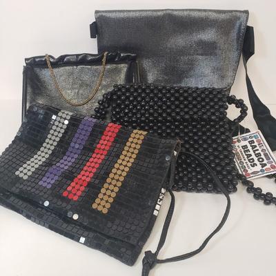 LOT 64: Vintage Beaded Purse, Harry Levine, Mesh Beaded Purse, MAC Cosmetics Bag