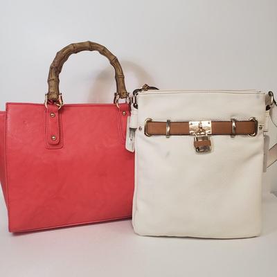 LOT 65: New with Tags- Charming Charlie Handbags-Satchel with Bamboo Handles & Crossbody with Padlock