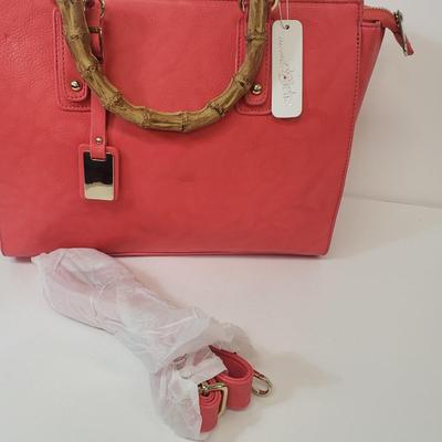 LOT 65: New with Tags- Charming Charlie Handbags-Satchel with Bamboo Handles & Crossbody with Padlock