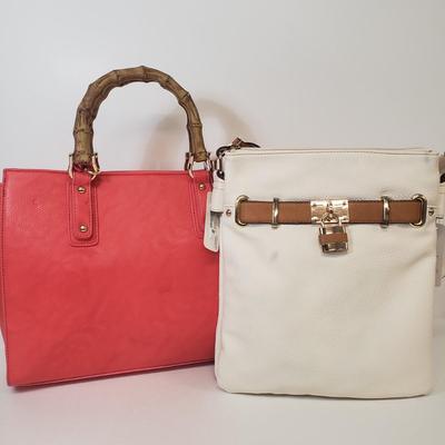 LOT 65: New with Tags- Charming Charlie Handbags-Satchel with Bamboo Handles & Crossbody with Padlock