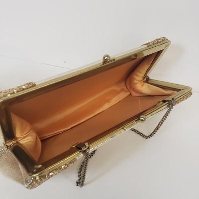 LOT 66: Vintage Gold Clutch & Wallet Mirror & Beaded Bag Handmade by Mary Elko