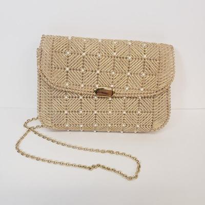 LOT 66: Vintage Gold Clutch & Wallet Mirror & Beaded Bag Handmade by Mary Elko